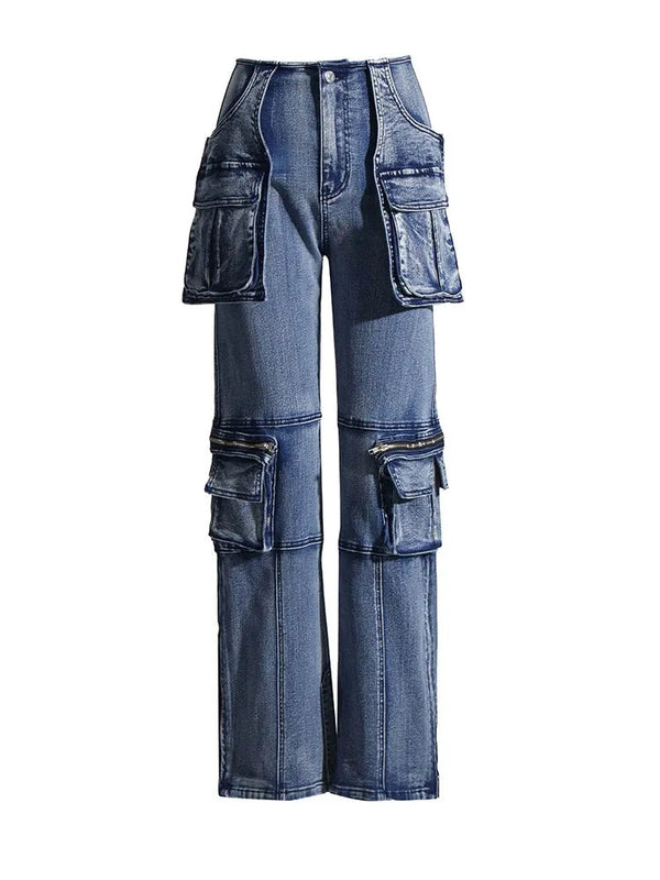 Denim Straight Cargo Jeans