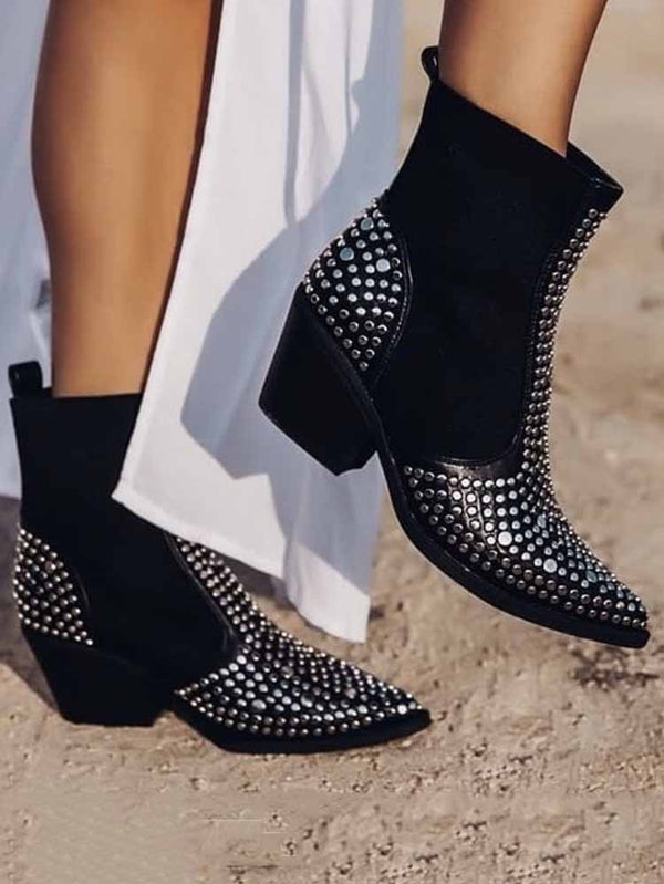 Studded Pointed Toe Booties