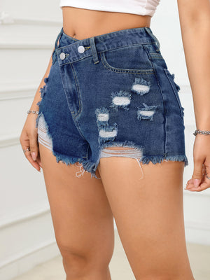 Irregular Aged Denim Skirt