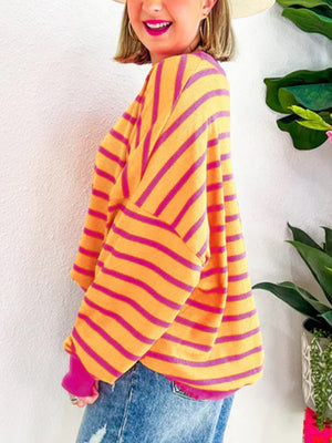 Lovelet Striped Contrast Long Sleeve Sweatshirt