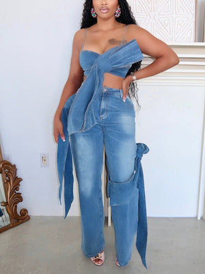 Big Bow Denim Top & Jeans