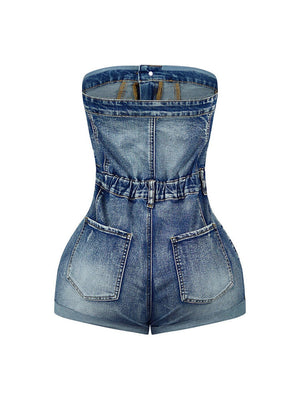 Cross Denim Romper