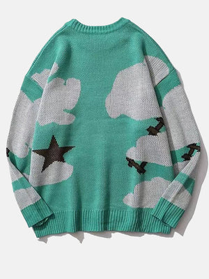 Graphic Print Knit Sweater