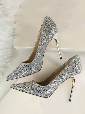 Sequin Pointed Toe High Heels Pumps