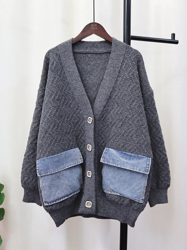 Denim Pocket Button Cardigan