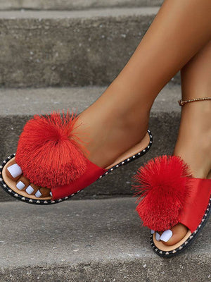 Plush Flat Slide Sandals