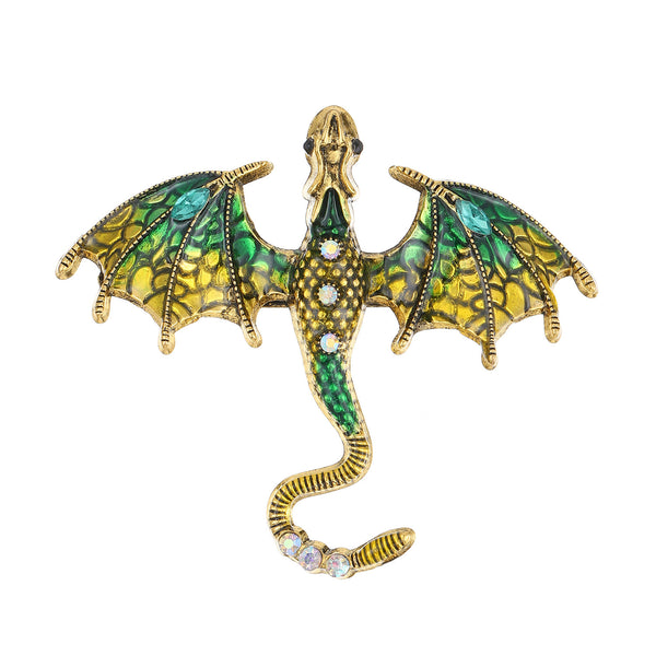 Retro Colored Glazed Dragon Mouth Brooch