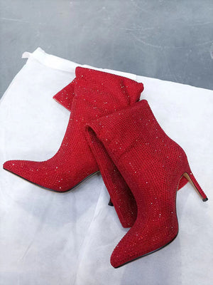 Crystal-Embellished Suede Boots