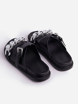 Chain Decor Double Buckles Sandals