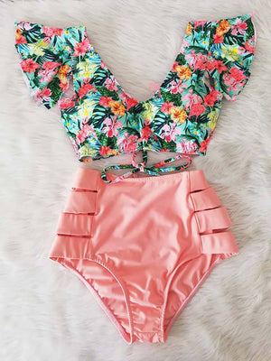 Floral Ruffle Bikini Set