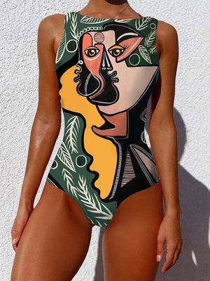 Abstract One Piece Swimsuit