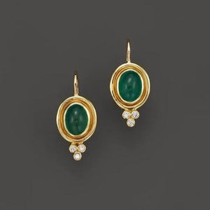 Vintage style green oval crystal earrings