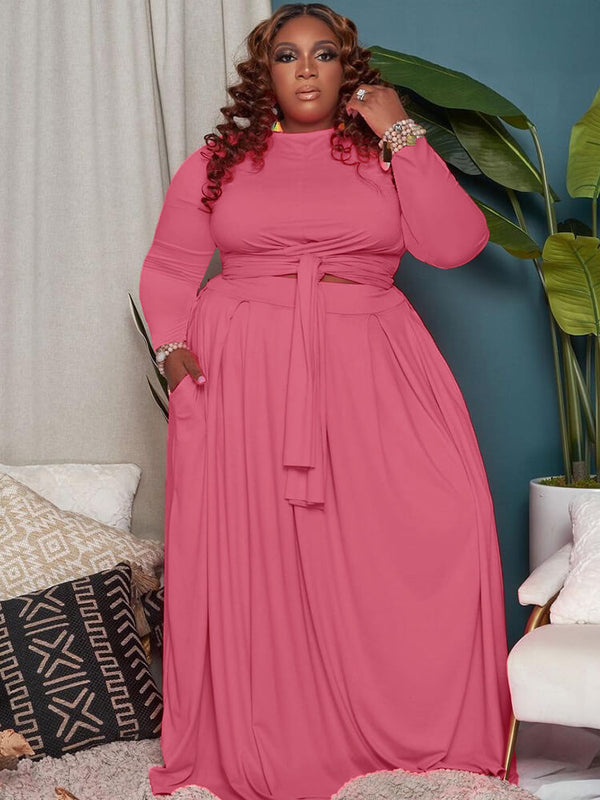 Plus Size Two Piece Wrap Top & Maxi Dresses