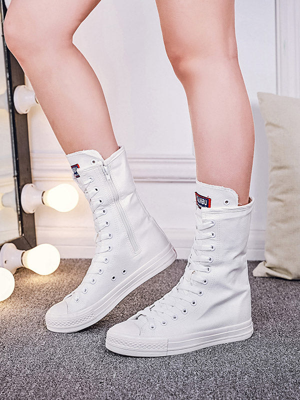 Lace-up Canvas Boots