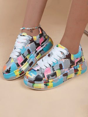 Colorful Printed Lace-up Sneakers