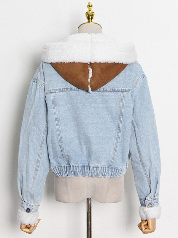 Hoodie Denim Faux Fur Jacket