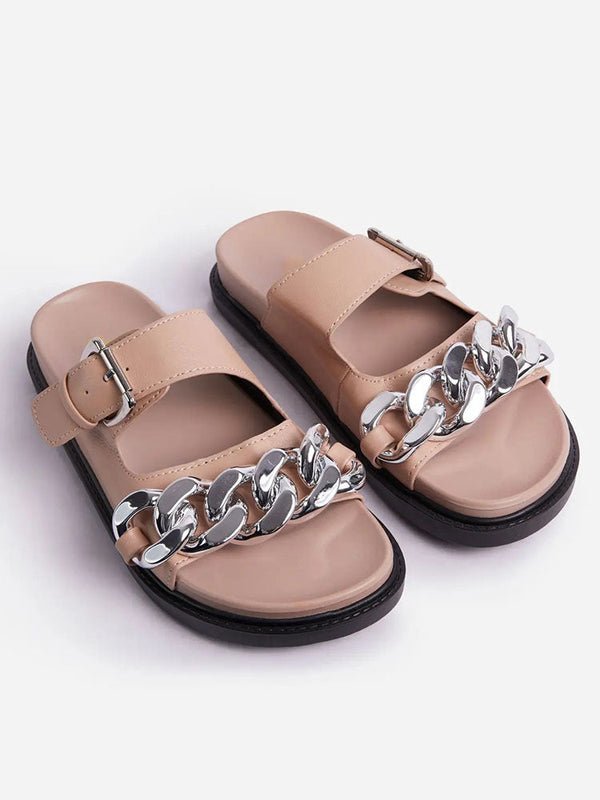 Chain Decor Double Buckles Sandals