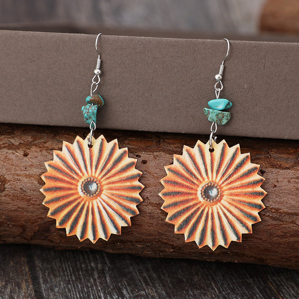 Flower splicing turquoise earrings