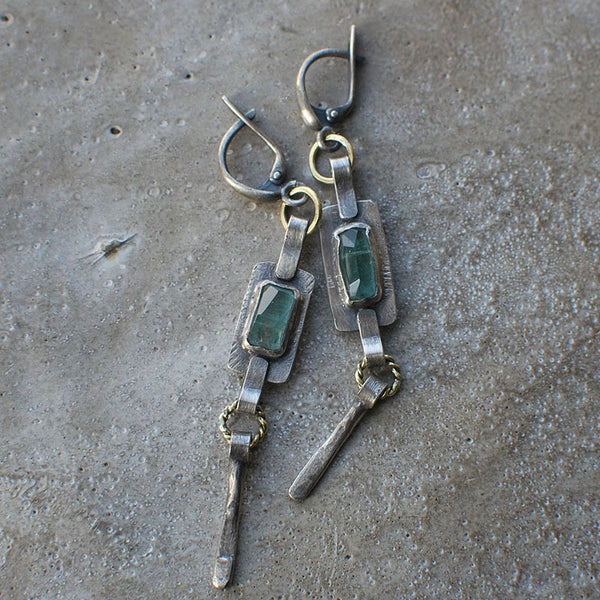 Vintage Metallic Green Jewel Earrings