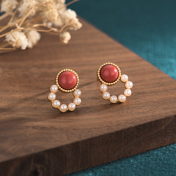 Gemstone Pearl Earrings