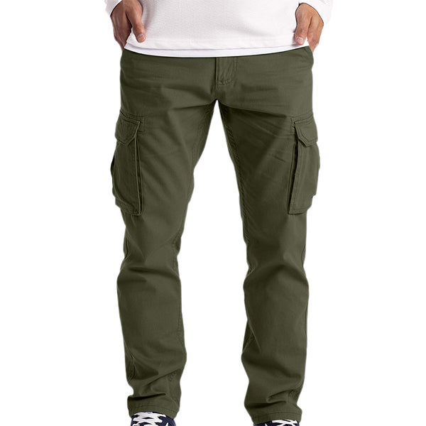 Spring and Summer Men's Casual Workwear Multi-Pocket Straight Leg Pants