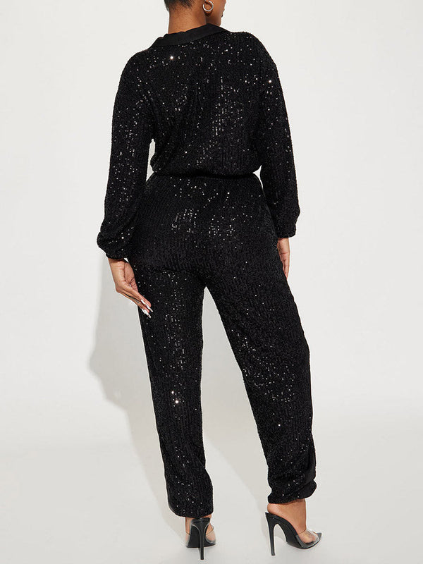 Sequin Zipper Jumpsuit
