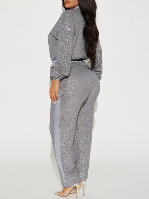 Sequin Zipper Jumpsuit