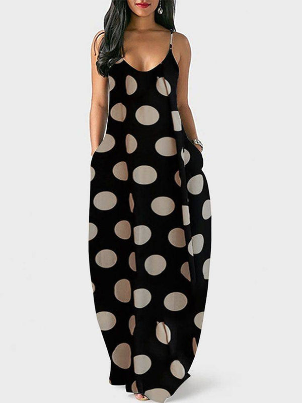 Polka Dot Print Spaghetti Strap Dress