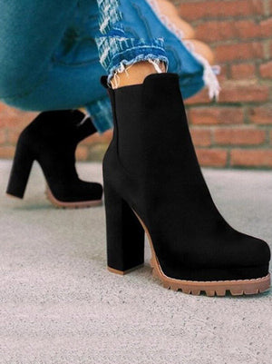 Leopard Print Chunky Heel Boots