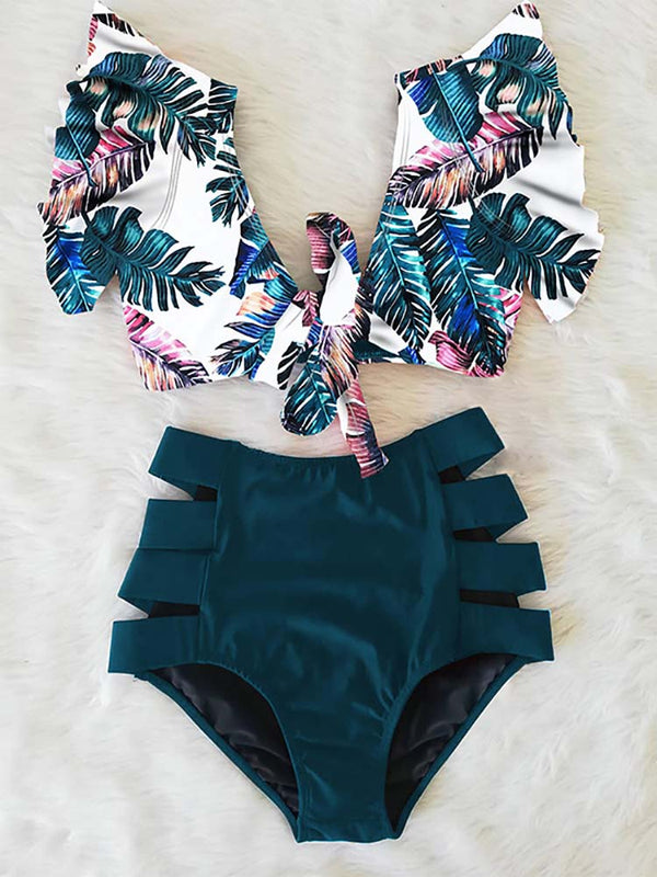 Floral Ruffle Bikini Set