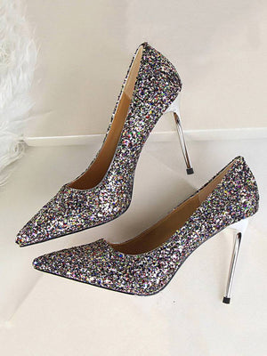 Sequin Pointed Toe High Heels Pumps