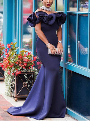 Off Shoulder Evening Maxi Dress