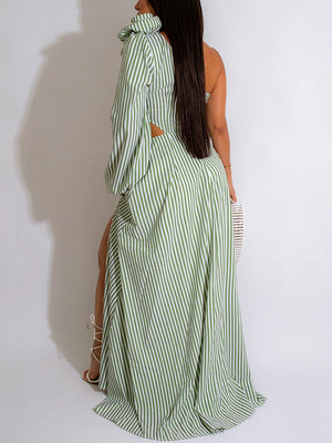 Striped Slit Maxi Dress