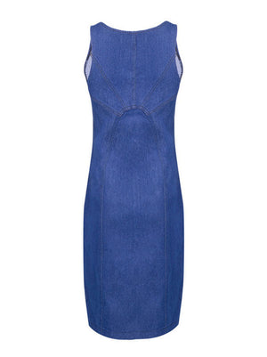 Sleeveless Zipper Slim Denim Dress