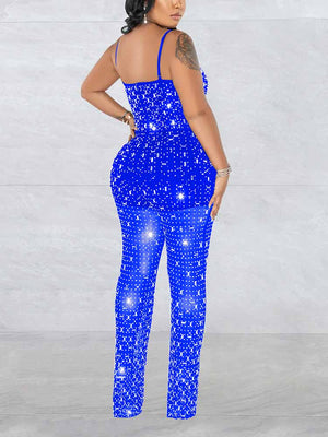 Rhinestone Mesh Jumpsuit