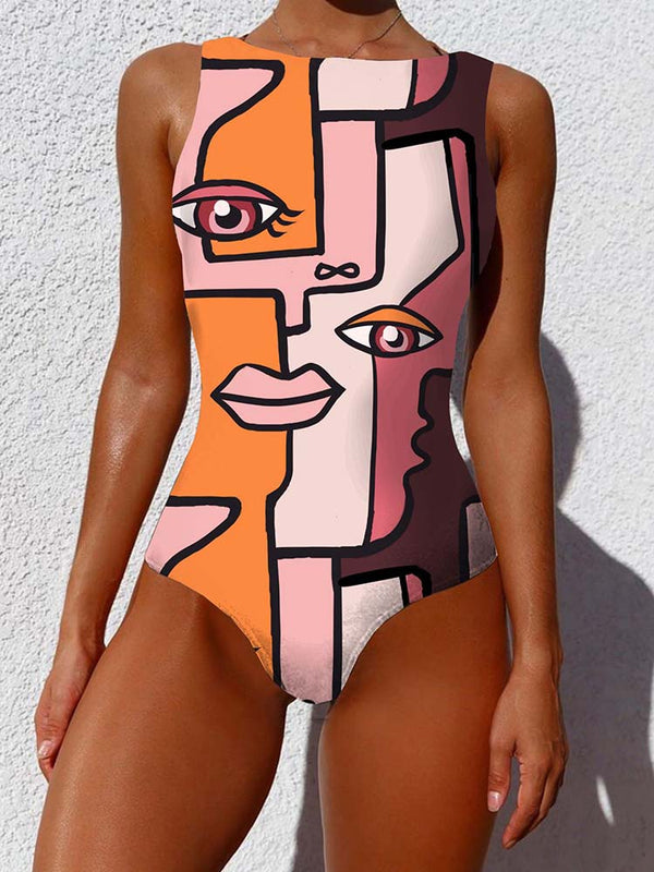 Abstract One Piece Swimsuit