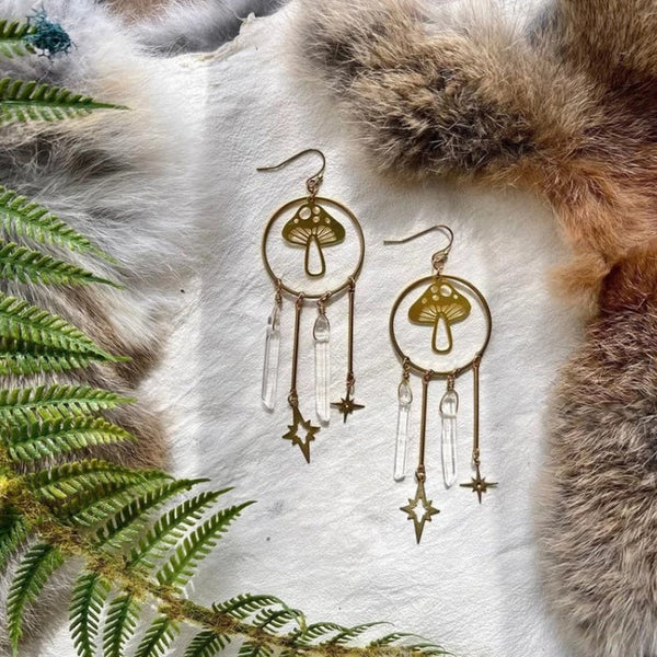 Ethnic Style Pendant Mushroom Earrings