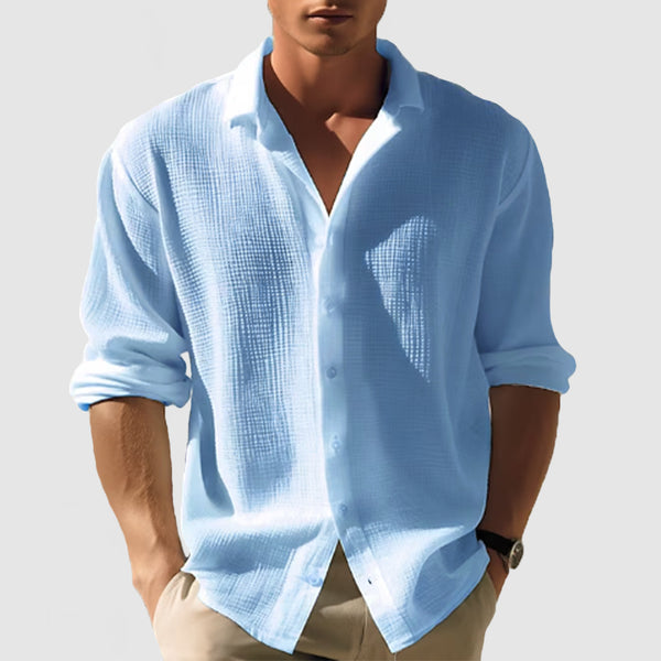 Men's Casual Waffle Textured Shirt