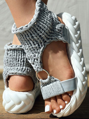 Braided Knit O-Ring Platform Sandals