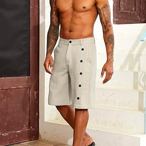 Mens Linen Shorts Casual Stretch Summer Beach Shorts