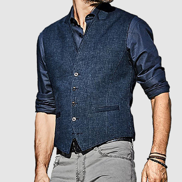 Men's Denim Color Slim Fit Vest