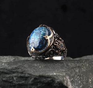 Blue Gemstone Floral Ring