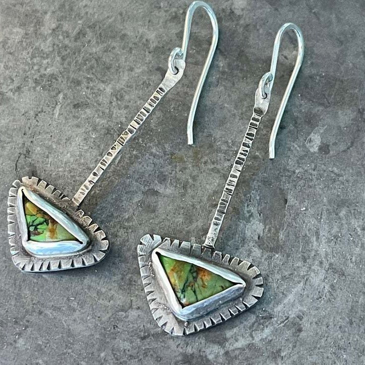 Triangle Turquoise Long Earrings