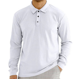 Men's Spring Knit Lapel Polo Neck Long Sleeve Shirts