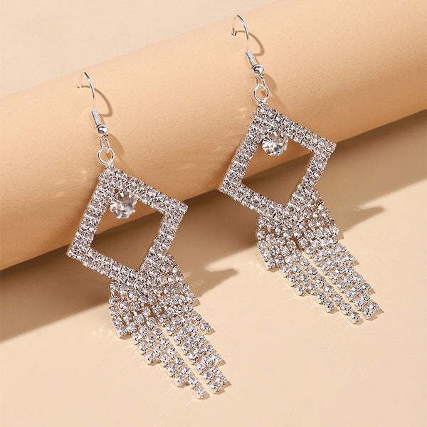 Square Hollow Tassel  Earrings