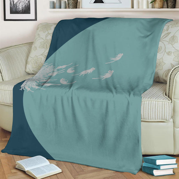 Abstract Creative Dandelion And Cat Painting Art Blanket