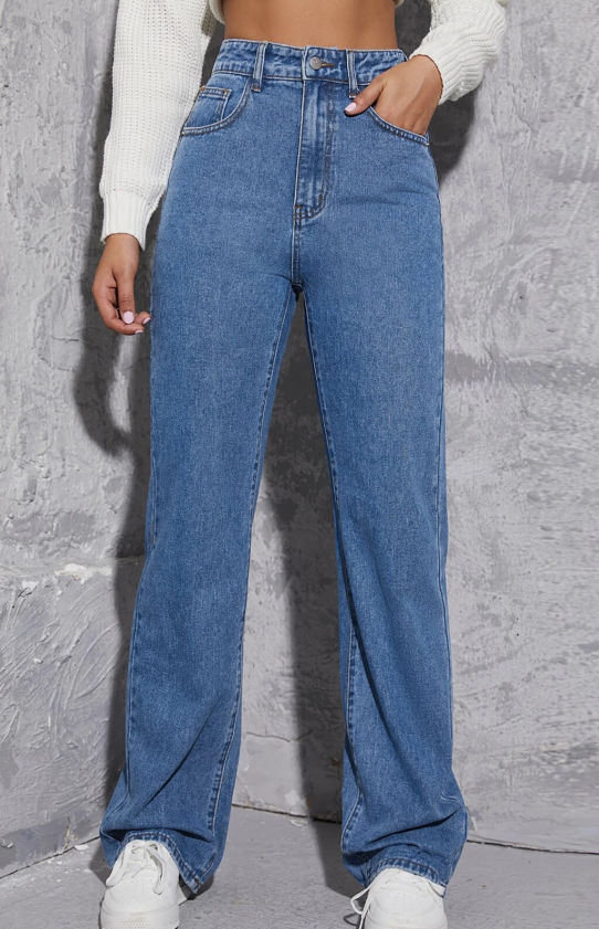 Women's Basic High Waisted Wide Leg Jeans