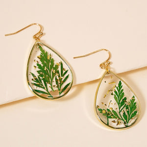 Droplet Shaped Dried Flower Earrings