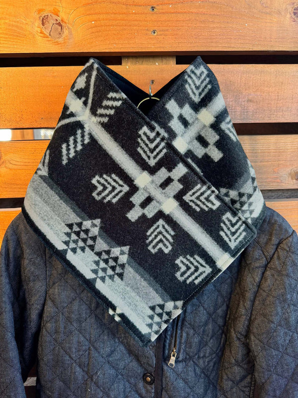 Women's Western Black Aztec Warm Neck Hood