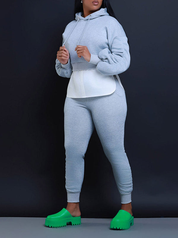 Layered Hooded Jogger Set